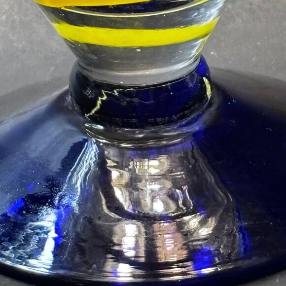 Hand-Blown Cobalt Rim Martini Glasses – Matched Pair, Mexican Art Glass, Lemon & - Picture 6 of 9